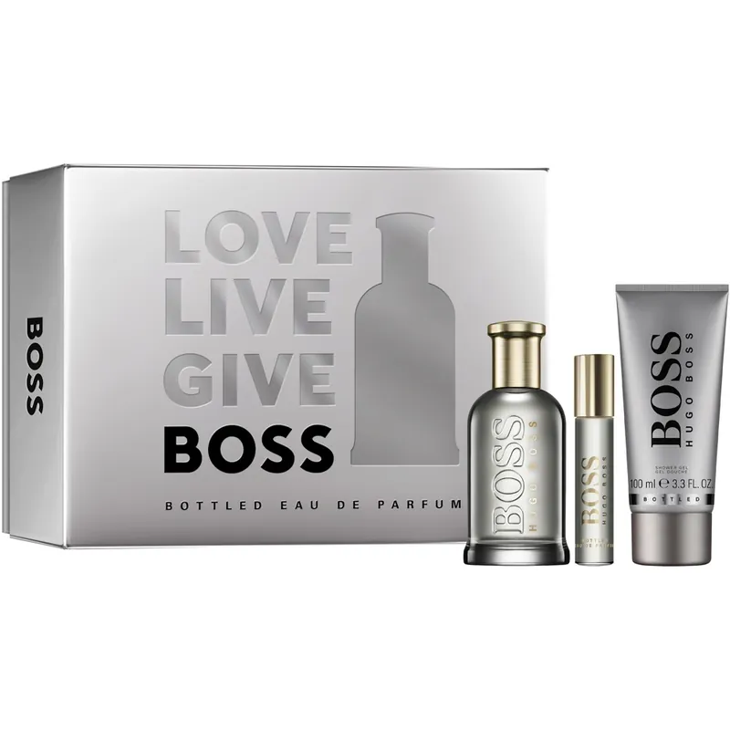 Boss Bottled Gift Set, EdP 100ml + Travelspray 10ml Heti Saatavilla