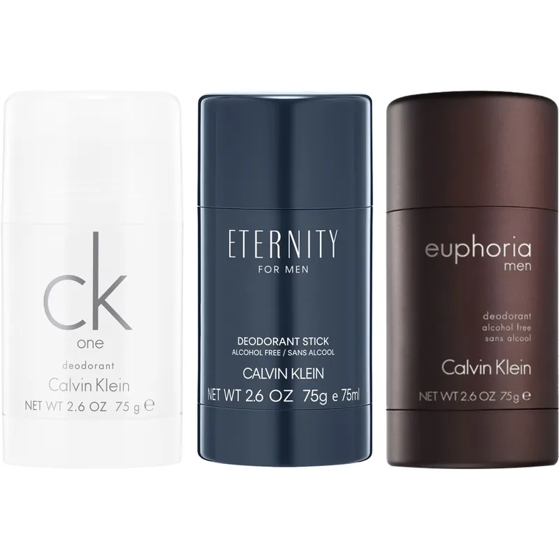 Edullinen Euphoria Men Deostick 75g + Eternity for Men Deostick 75g + CK One Deostick 75g