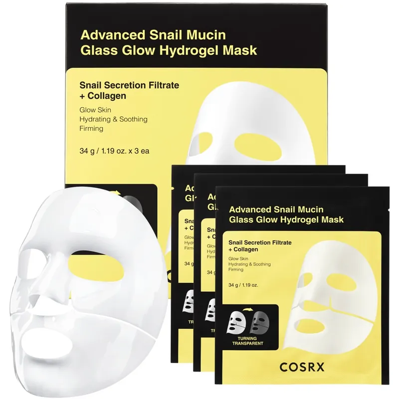 Advanced Snail Mucin Glass Glow Hydrogel Mask, 3-Pack Ajankohtainen