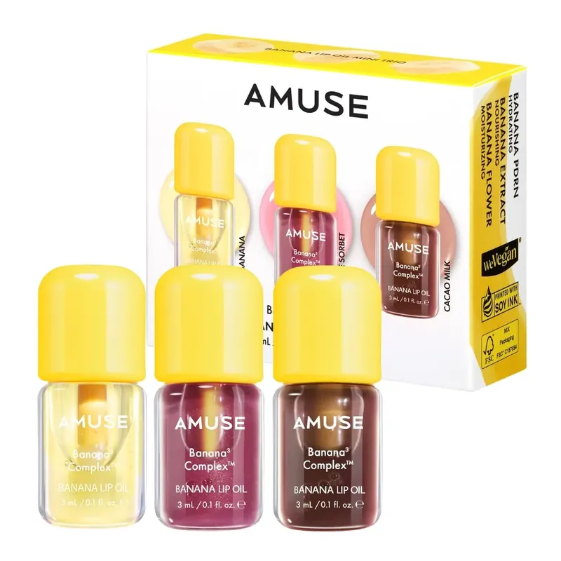 Alkuperäinen [Amuse] Banana Lip Oil Mini Trio